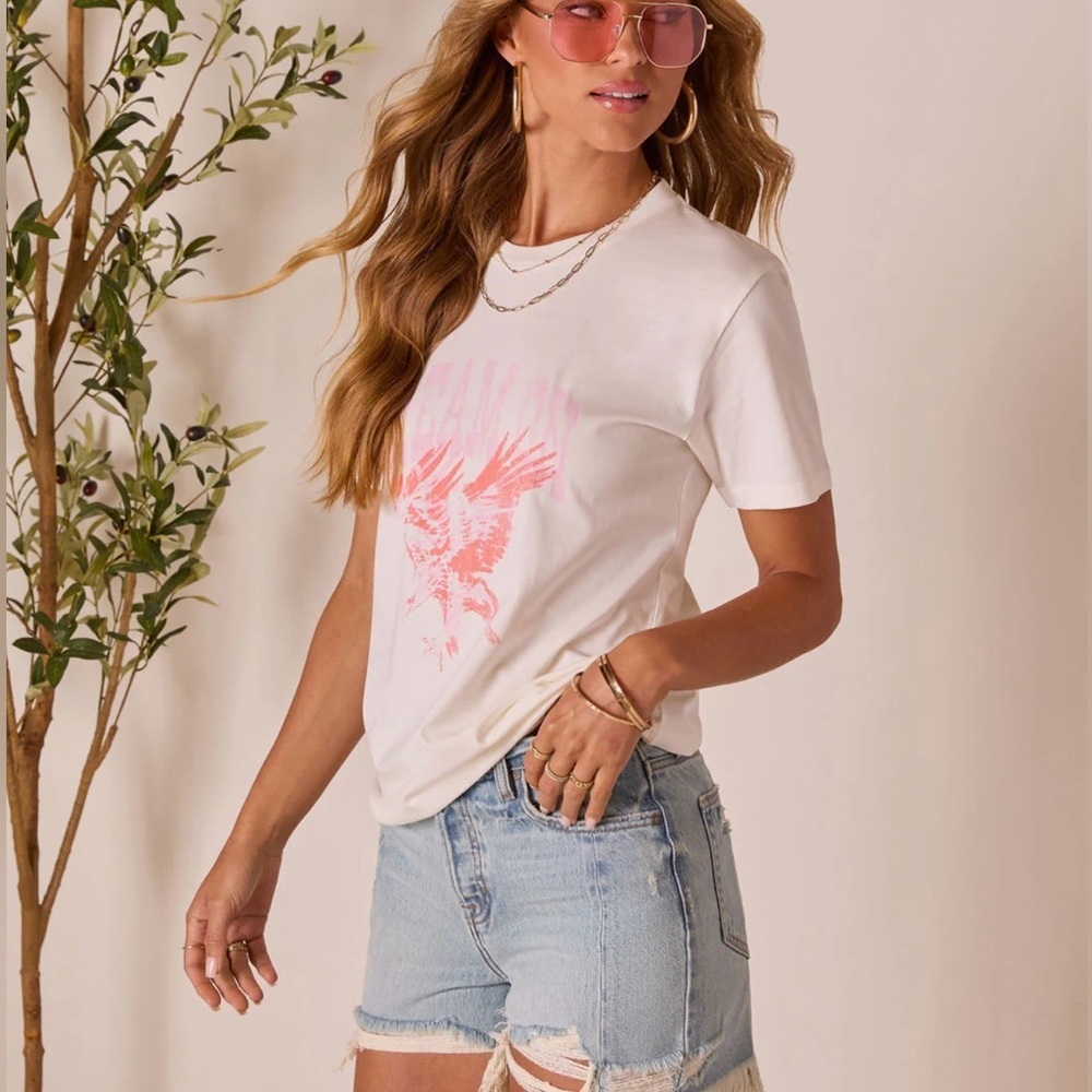 Women's White Graphic Tee - Picture 3 of 4